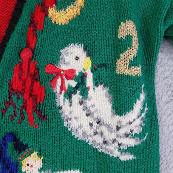 Vtg Marisa Christina Sweater Womens Medium 12 Days of Christmas Cardigan 90s - Picture 9 of 16